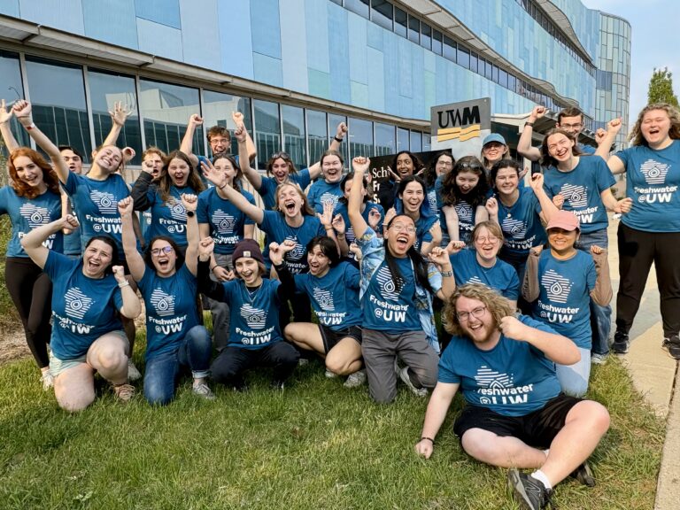 Students celebrate the end of Orientation week for Freshwater@UW