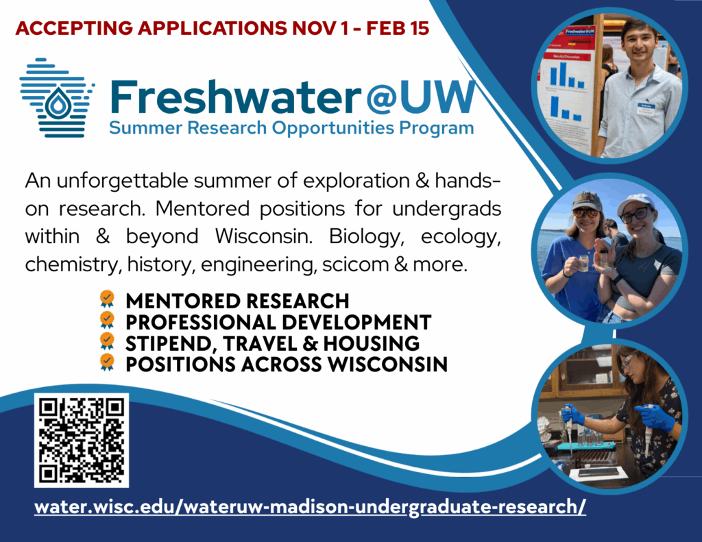 Ad for student summer research positions thru Freshwater@UW