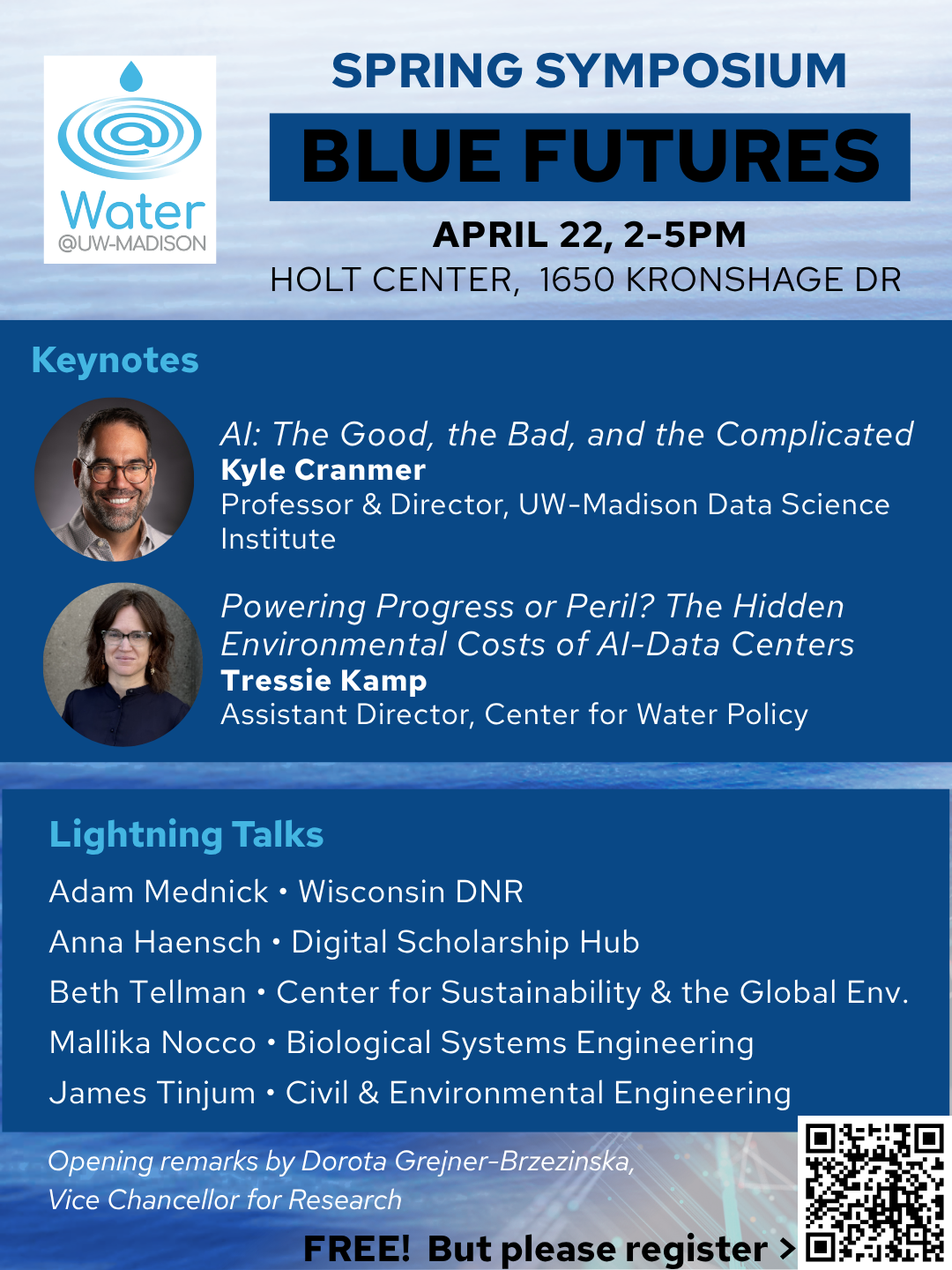 Symposium flyer with headshots of keynote speakers