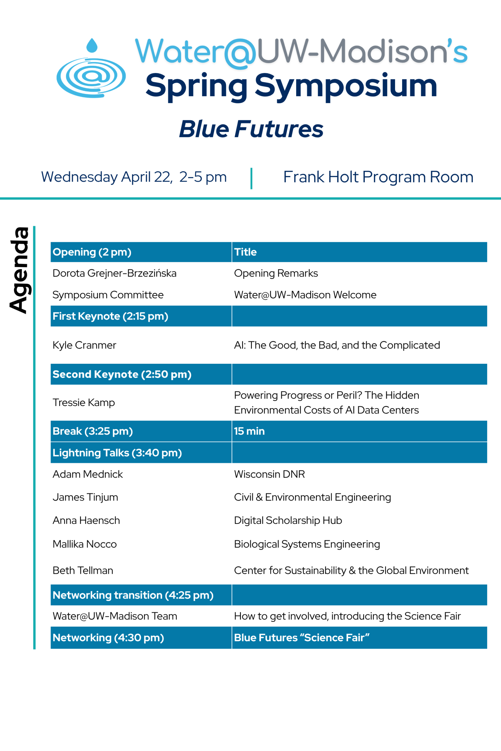 Agenda for 2026 Spring Symposium